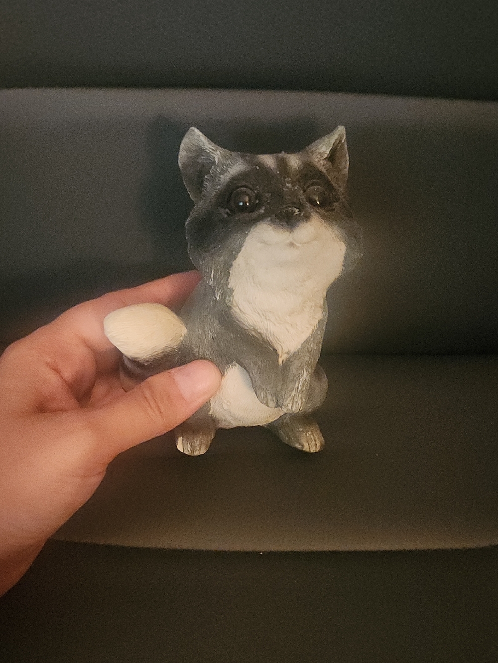 Raccoon Animal Decorative Figurine - Gray and White